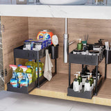 2-Pack Under Sink Sliding Cabinet Organizer (2-Tier)