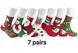 7 Pairs Women’s Christmas Slipper Socks Set