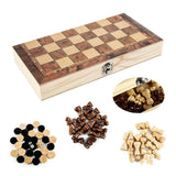 3-in-1 Wooden Checkers & Chess Set