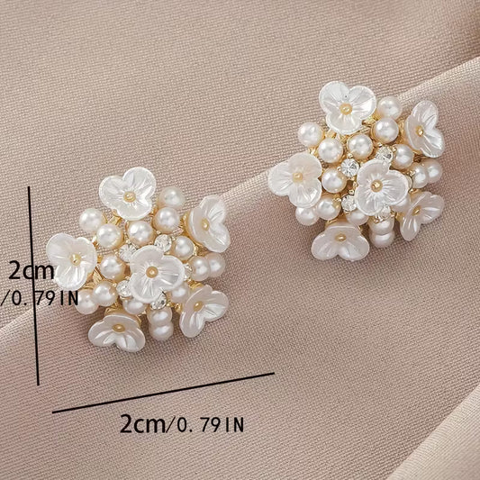 Embroidered Flower Ball Earrings