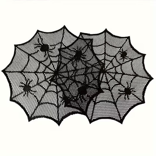 2pcs Black Lace Round Placemats