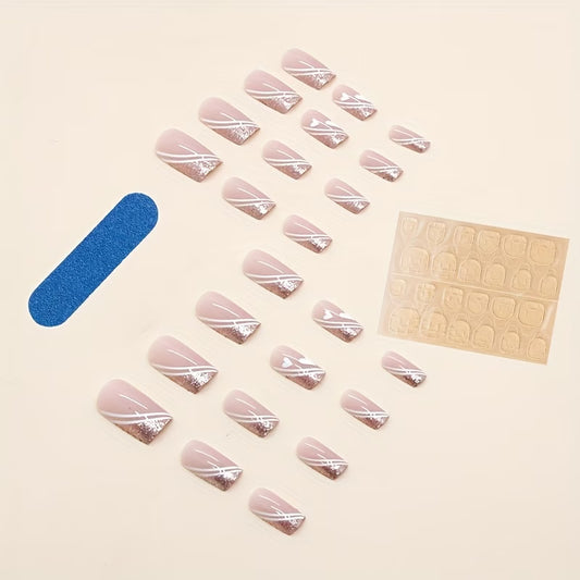 Heart line art French nails.