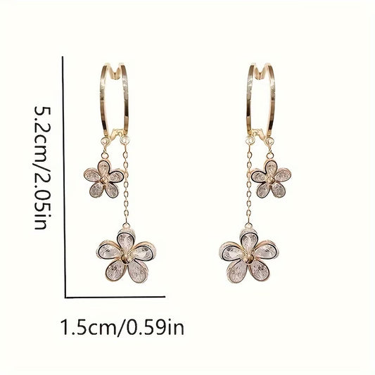 Bling Flower Tassel Earrings