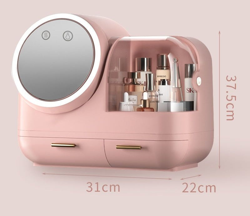 Cute Makeup Organizer Box with USB Fan