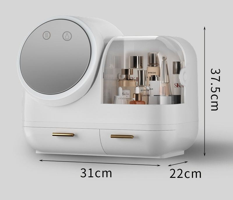 Cute Makeup Organizer Box with USB Fan