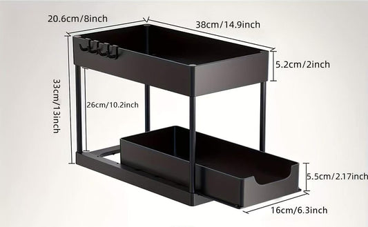 2-Pack Under Sink Sliding Cabinet Organizer (2-Tier)