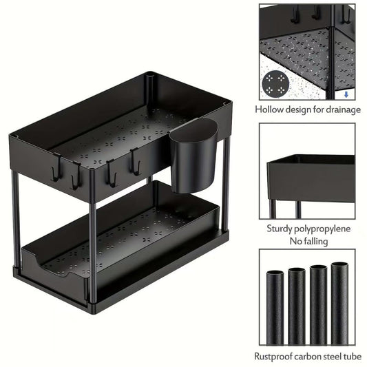 2-Pack Under Sink Sliding Cabinet Organizer (2-Tier)