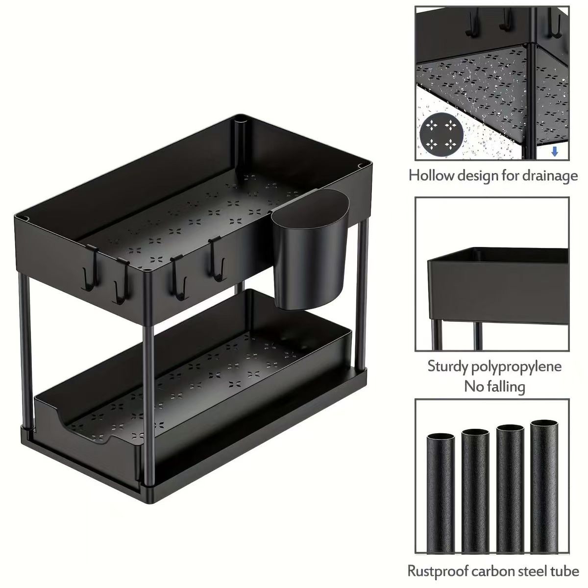 2-Pack Under Sink Sliding Cabinet Organizer (2-Tier)