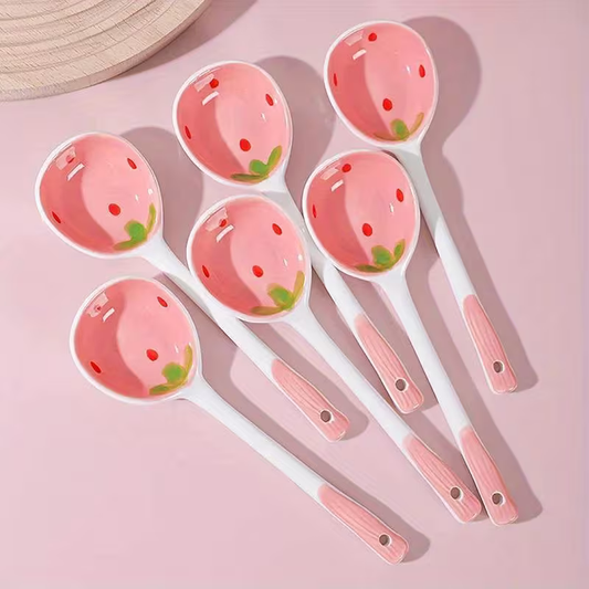 Kawaii Strawberry Ceramic Soup Spoon