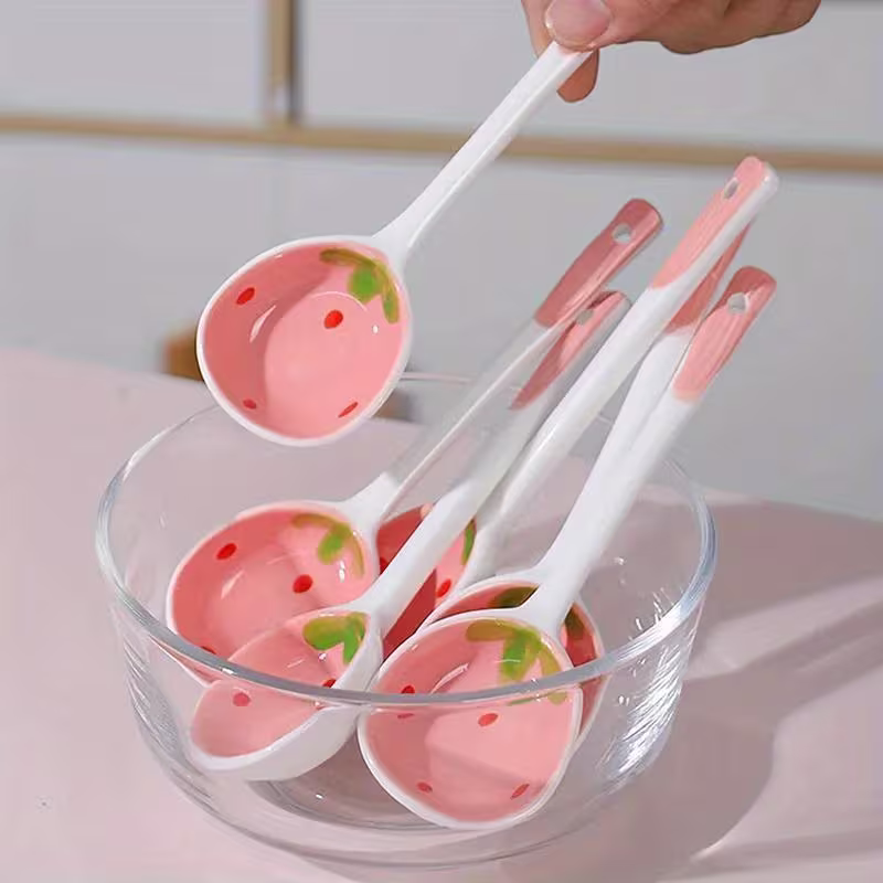 Kawaii Strawberry Ceramic Soup Spoon