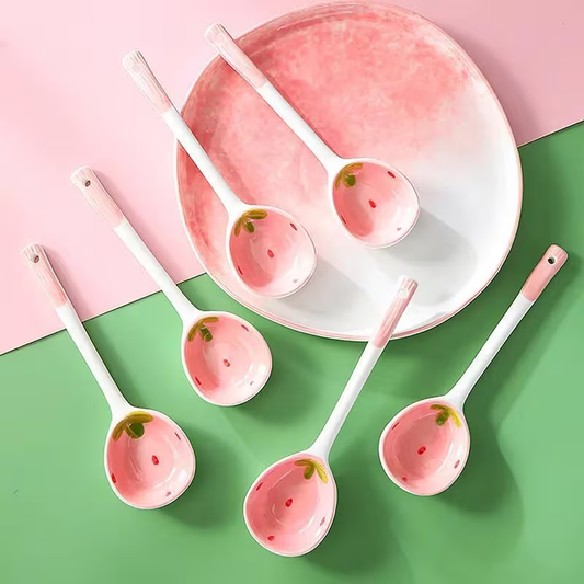 Kawaii Strawberry Ceramic Soup Spoon