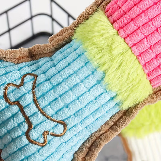 Squeaky Bone Plush Dog Toy