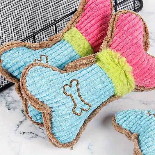 Squeaky Bone Plush Dog Toy