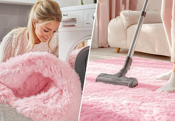 (4 ft) Pink Round Shaggy Area Rug