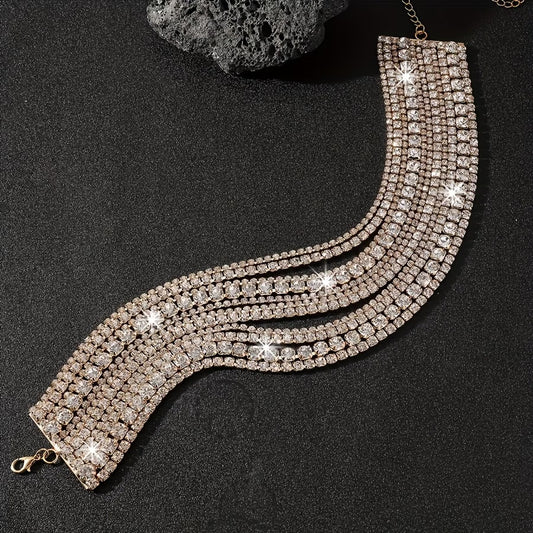 Layered Rhinestone Chain Necklace