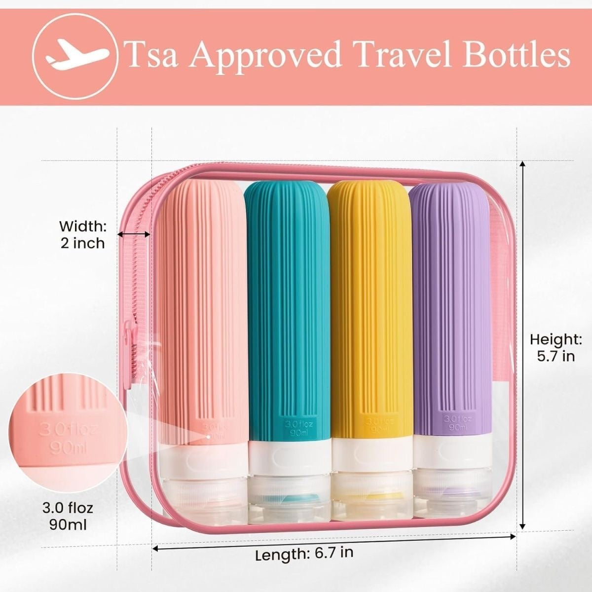 90ml Leak-Proof Refillable Travel Bottle