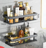 Wall-Mounted Adhesive Storage Shelf with Hooks