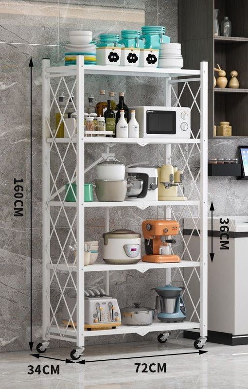 5-Tier Foldable Steel Rolling Storage Cart