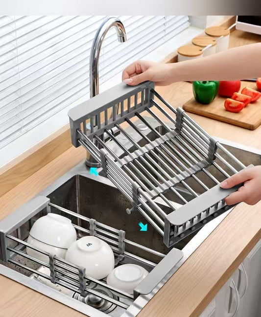 Retractable Above-Sink Dish Drying Rack with Chopstick Holder