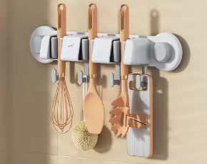 Wall-Mounted Metal Mop & Broom Organizer Rack