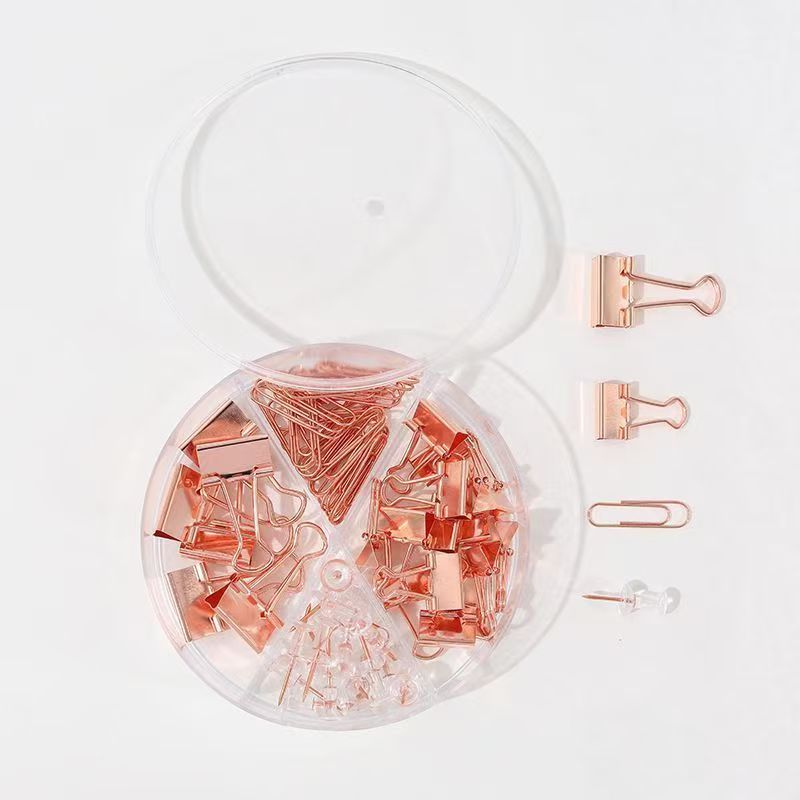 72pcs Rose Gold Office Clips Set with Storage Box