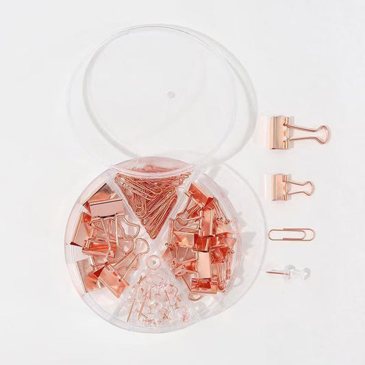 72pcs Rose Gold Office Clips Set with Storage Box