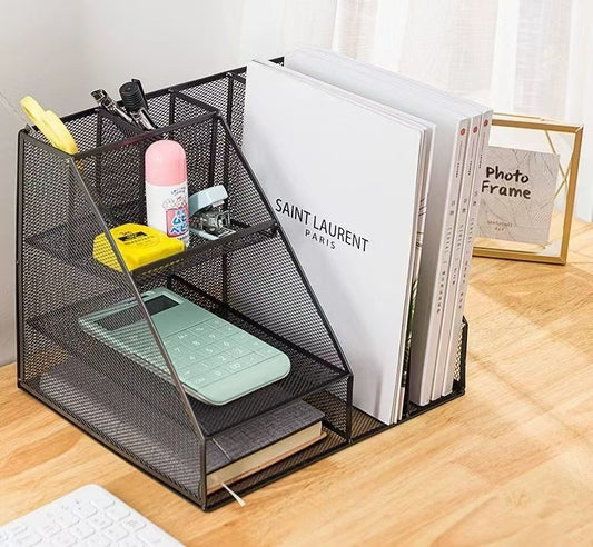 7-Compartment Mesh Metal Desk Organizer