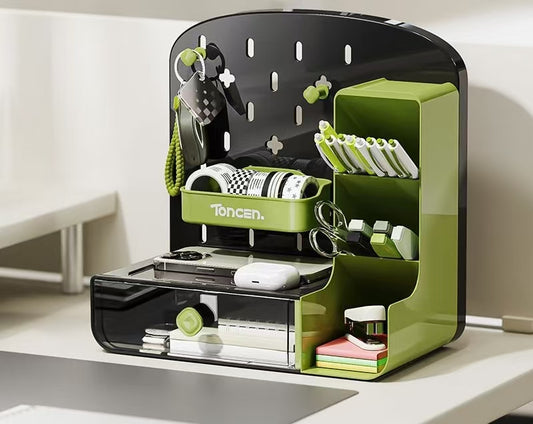 Single-Tier Plastic Desk Organizer Storage Box