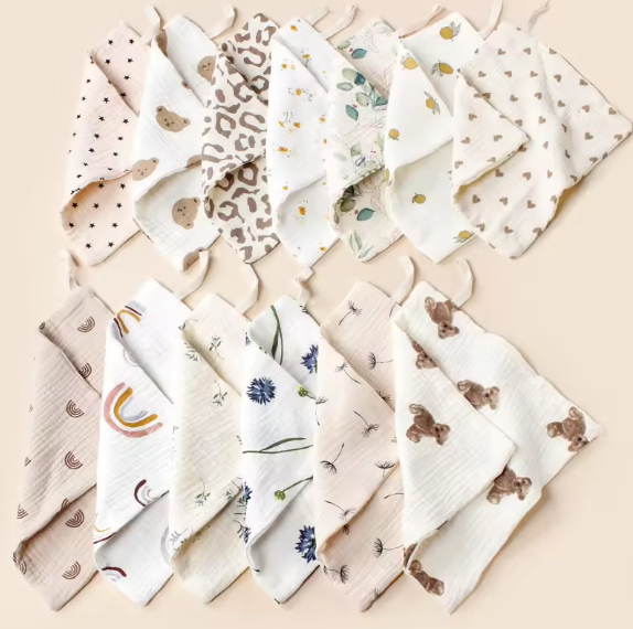 4-Layer Cotton Muslin Baby Washcloths