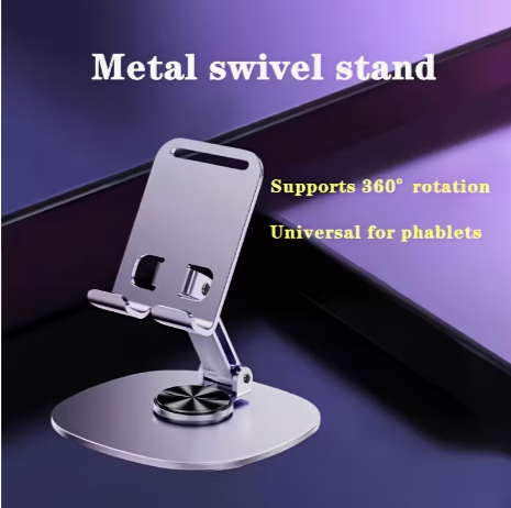 Adjustable Aluminum Phone Stand (360° Rotating, Foldable)