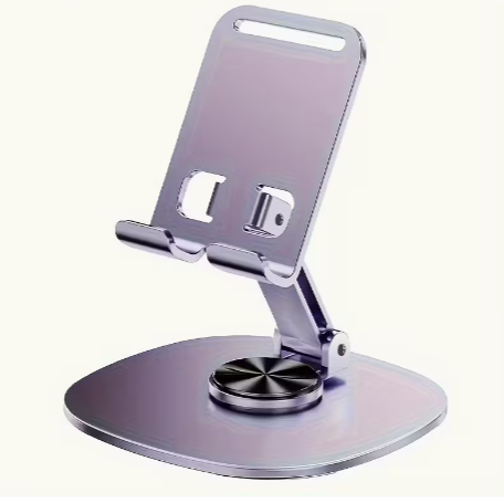 Adjustable Aluminum Phone Stand (360° Rotating, Foldable)