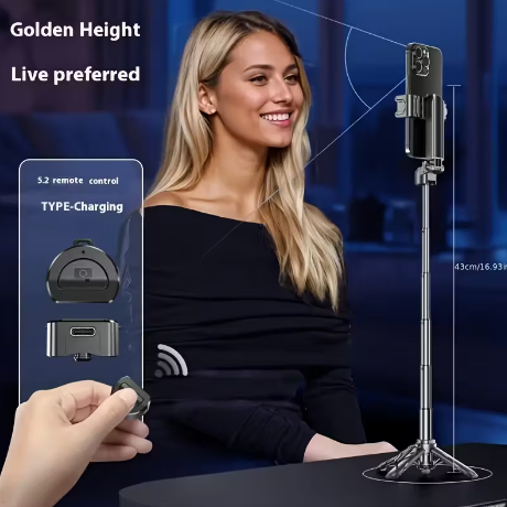 Wireless Selfie Stick Tripod with Remote (360° Rotatable)