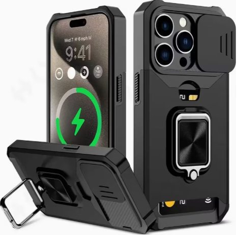 iPhone Case with Sliding Camera Cover + Ring Stand