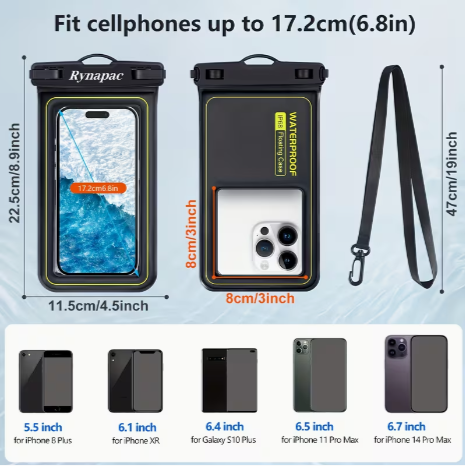 Floating Waterproof Phone Pouch (With Lanyard, Up to 6.8")