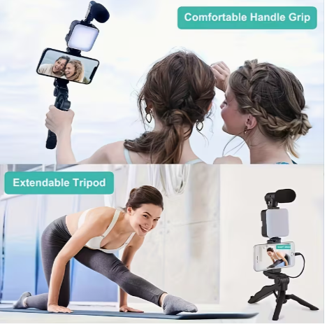 Portable LED Vlogging Kit with Phone Holder