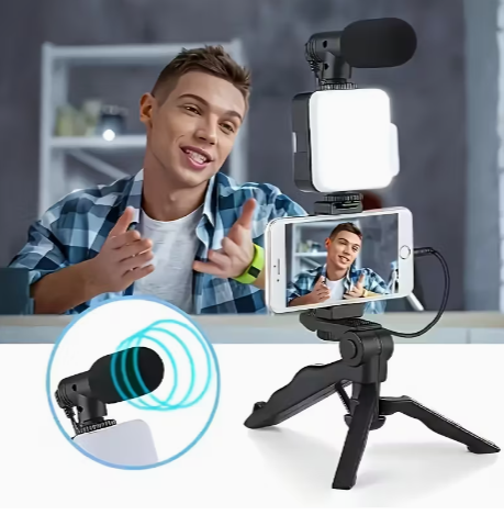 Portable LED Vlogging Kit with Phone Holder