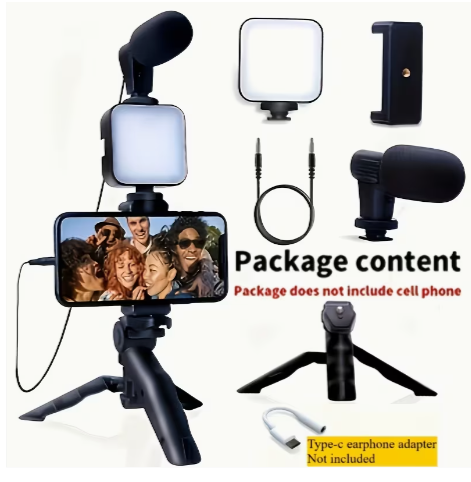 Portable LED Vlogging Kit with Phone Holder