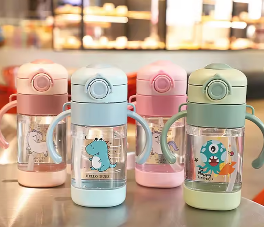 Bubble Cartoon Baby Straw Bottle