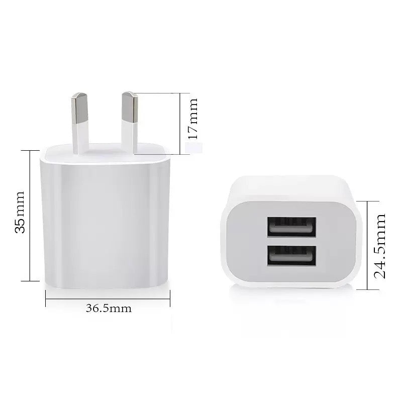 AU Dual USB Wall Charger Plug 5V/2.1A (2/4 Pack)