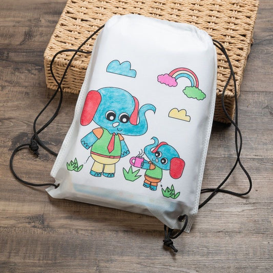 Colorable Kids Drawstring Backpack Set (8PCS)