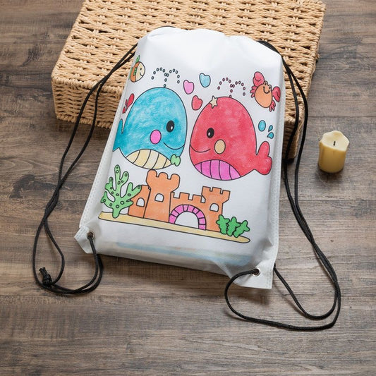 Colorable Kids Drawstring Backpack Set (8PCS)