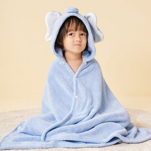 Baby Unisex Plush Animal Face Bathrobe