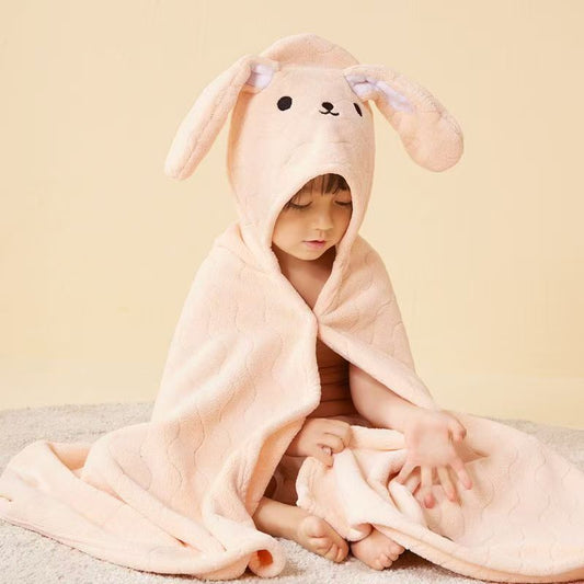 Baby Unisex Plush Animal Face Bathrobe