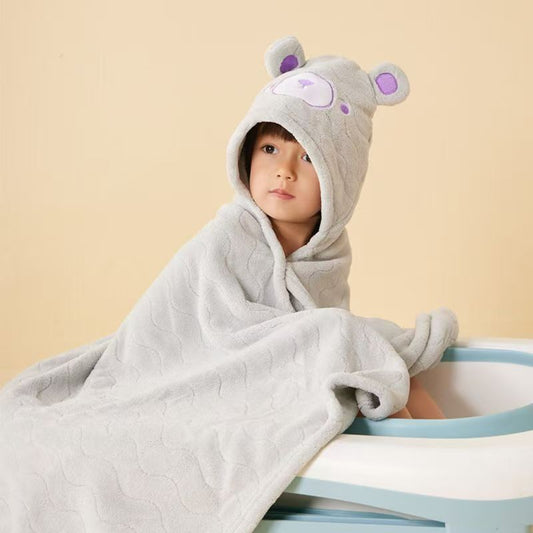 Baby Unisex Plush Animal Face Bathrobe