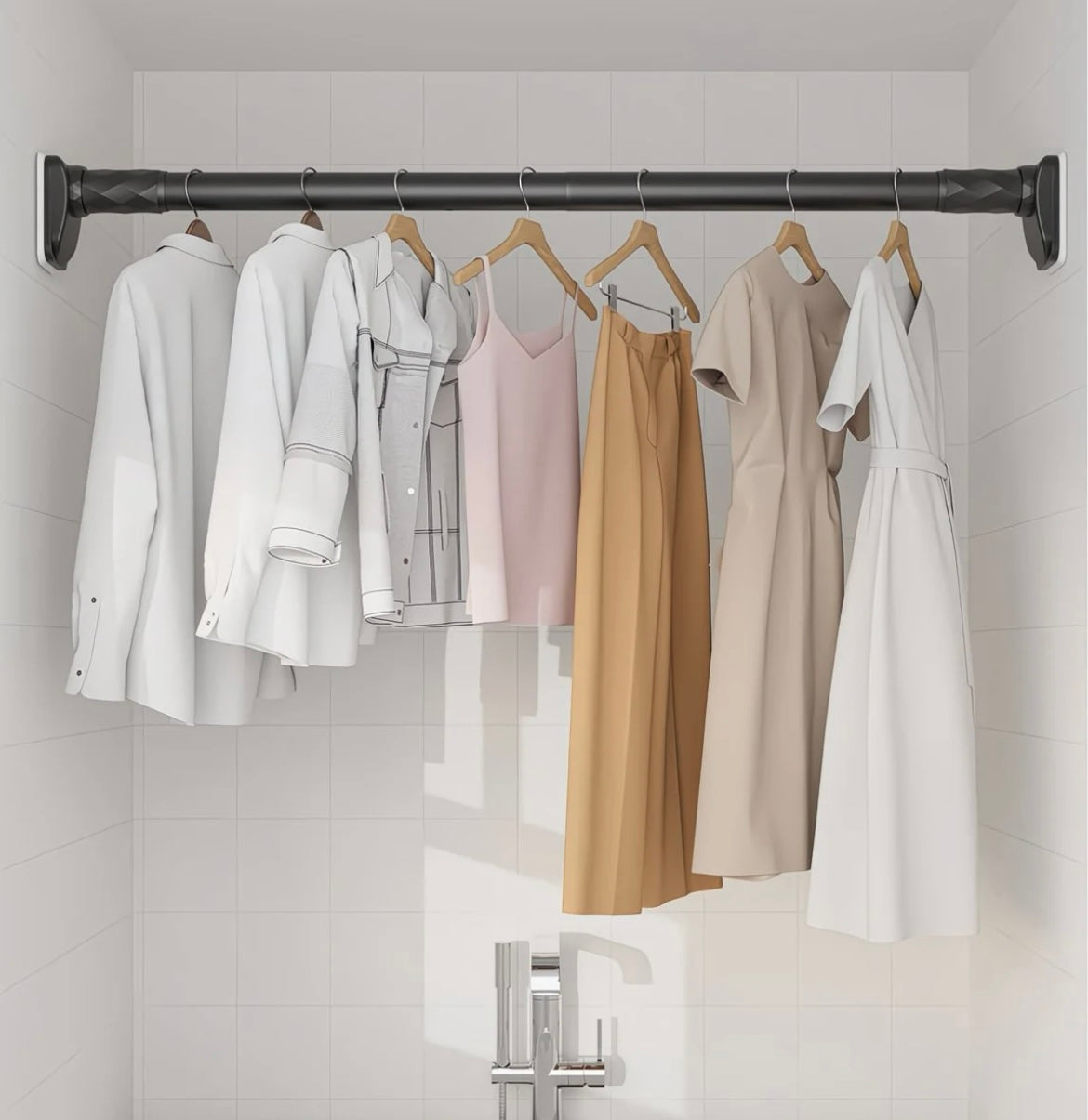 Adjustable Stainless Steel Curtain Rod Set