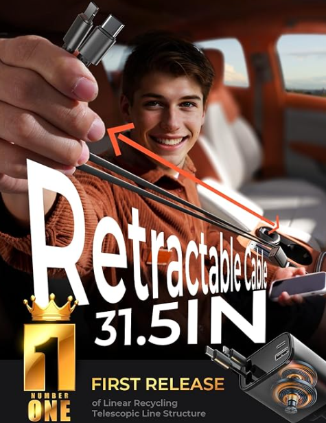 LISEN 69W Retractable Car Charger