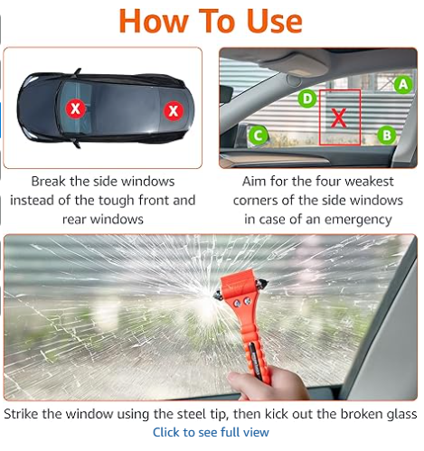 2-Pack Emergency Seat Belt Cutter & Window Breaker Tool