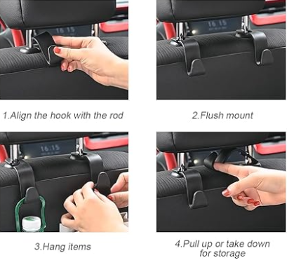 Car Back Seat Headrest Hooks