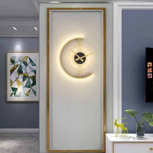 Nordic Gold Clock Wall Lamp