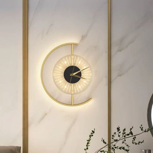 Nordic Gold Clock Wall Lamp